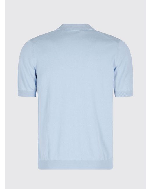 Tagliatore Blue Cotton Knit Polo Shirt for men