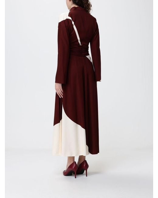 Alberta Ferretti Red Viscose Midi Dress