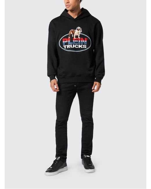 Philipp Plein Black Graphic Print Hooded Sweatshirt for men
