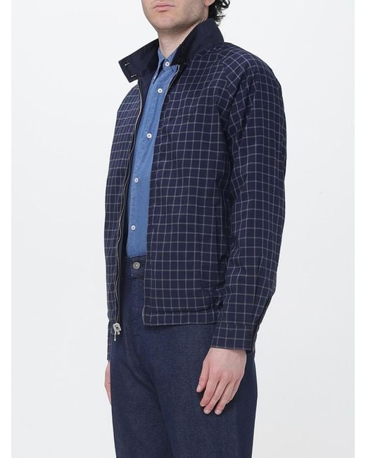 Brooksfield Blue Reversible Techno Cotton And Nylon Blend Windbreaker for men