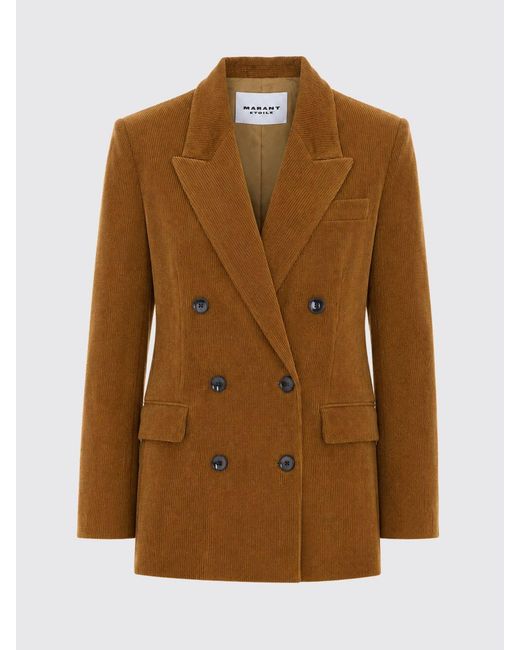 Isabel Marant Brown Double-Breasted Velvet Blazer With Peak Lapels