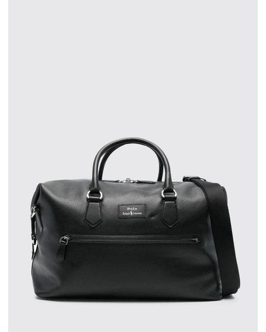 Polo Ralph Lauren Black Embossed Leather Travel Bag for men