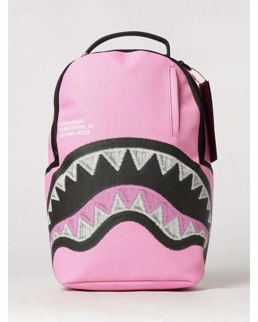 Sprayground Pink Pvc Backpack With All-Over Logo Print And Laptop Pocket for men