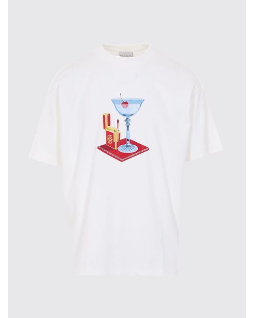 Drole de Monsieur White Printed Cotton T-Shirt for men