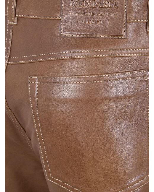 Max Mara Brown Violino Leather Trousers