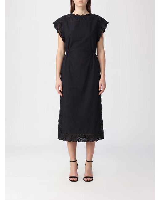 By Malene Birger Blue Organic Cotton Midi Tunic Dress With Dropped Shoulders