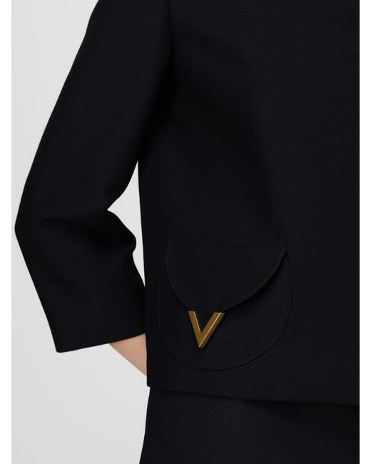 Valentino Black Vlogo Wool And Silk Jacket