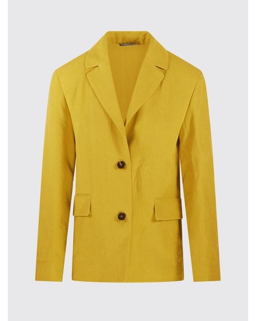 Max Mara Yellow Linen Single-Breasted Blazer