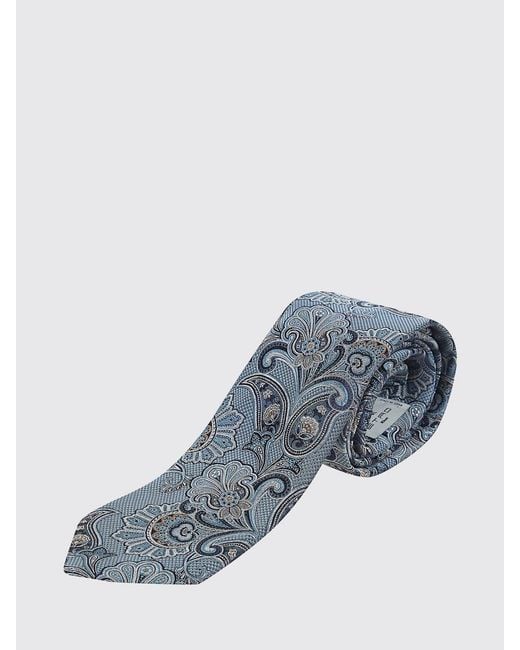 Etro Blue Paisley Print Silk Tie for men