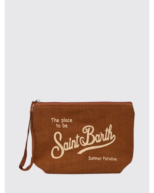 Mc2 Saint Barth Brown Aline Striped Linen Pochette