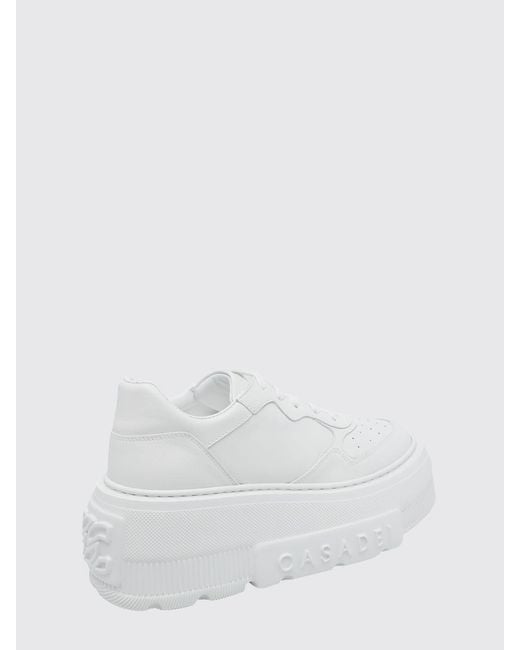 Casadei White Leather Platform Sneakers