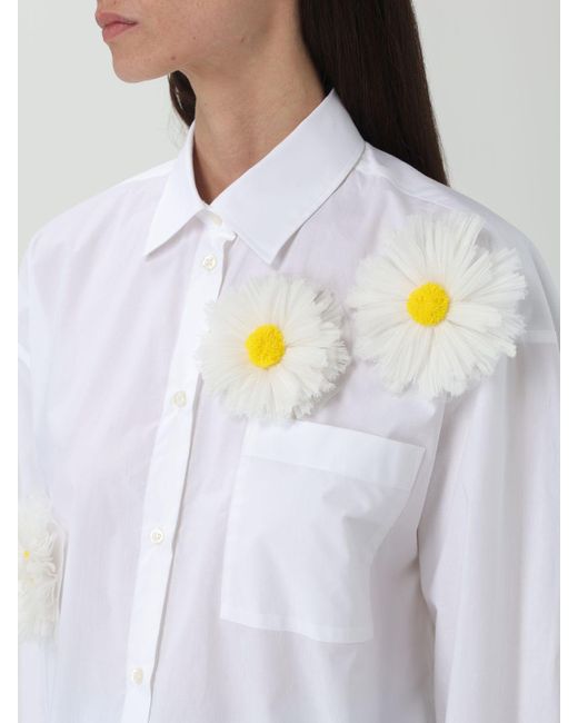 Camicia in cotone con fiori di MSGM in White