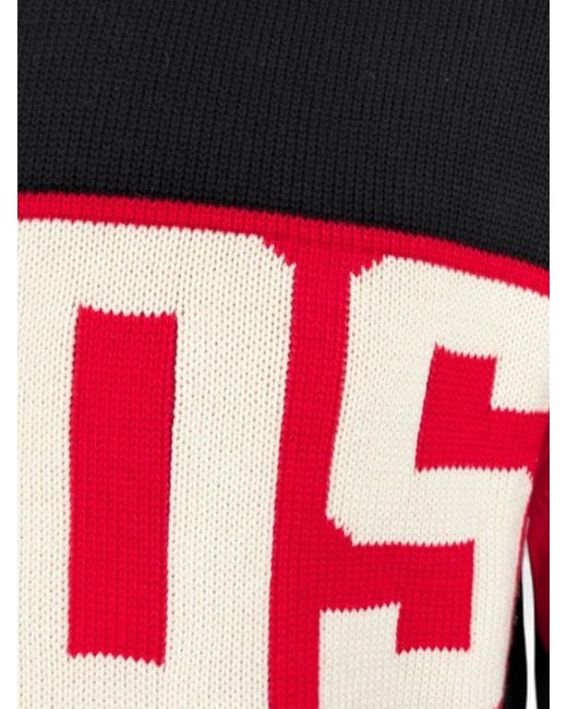 Gcds Red Cotton Logo Knit Sweater for men