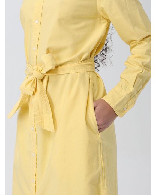 Polo Ralph Lauren Yellow Cotton Belted Shirt Dress