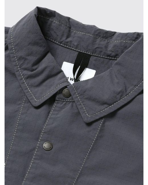 And Wander Gray Cotton Blend Overshirt for men