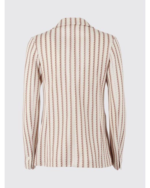 Circolo 1901 Natural Striped Cotton Single-Breasted Blazer