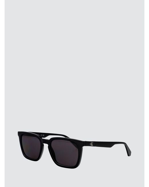 Calvin Klein Black Rectangular Acetate Sunglasses With Monogram for men