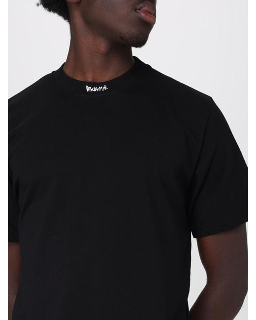 DISCLAIMER Black Slim Fit Cotton T-Shirt With Contrast Logo for men