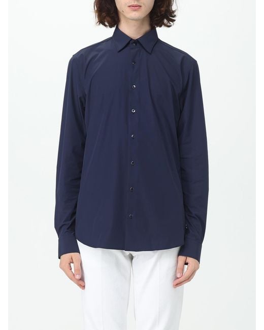 Michael Kors Blue Shirt In Stretch Cotton for men