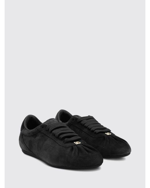 Dolce & Gabbana Black Dolce &Amp Gabbana Suede Low-Top Sneakers With Embossed Logo
