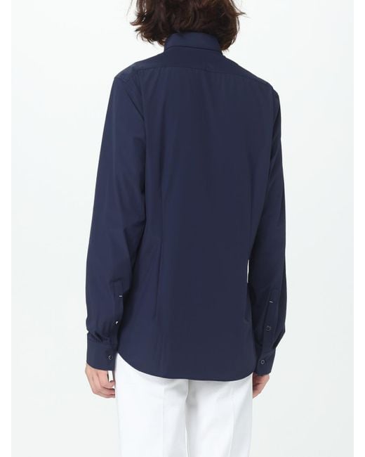 Michael Kors Blue Shirt In Stretch Cotton for men
