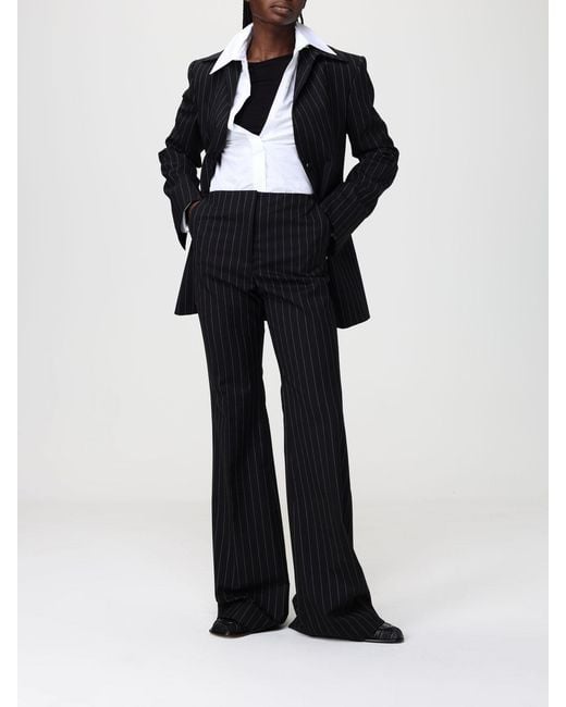 Sportmax Black Striped Wool Blend Flared Trousers