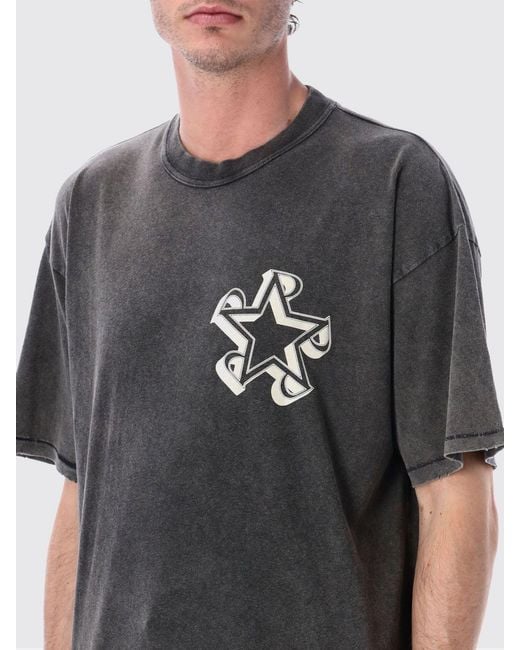 Represent Gray Cotton Crew-Neck T-Shirt With Logo for men