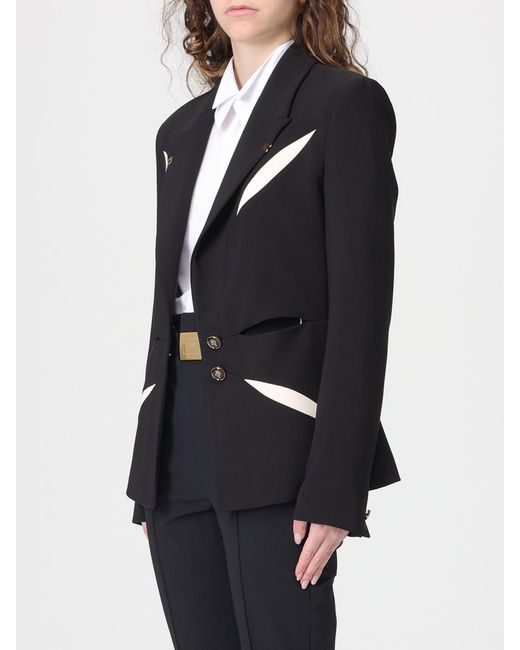 Elisabetta Franchi Blue Cut-Out Crêpe Single-Breasted Blazer