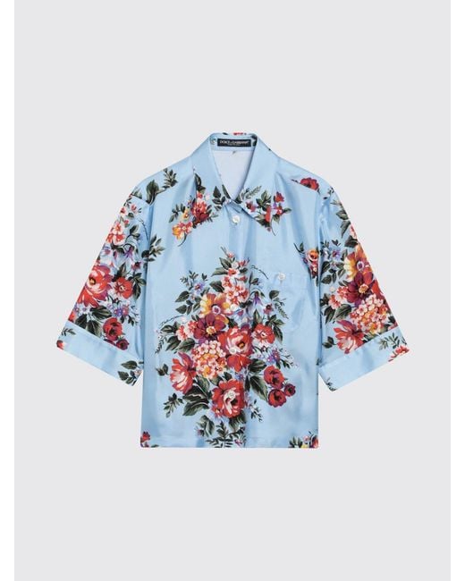 Dolce & Gabbana Blue Dolce &Amp Gabbana Floral Silk Shirt