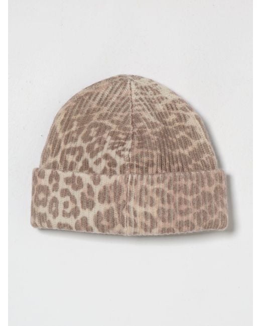 Ganni Natural Animal Print Wool Beanie