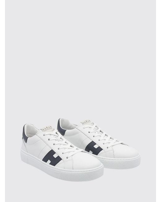 Hogan White Crosswind Smooth Calfskin Sneakers With H Logo for men