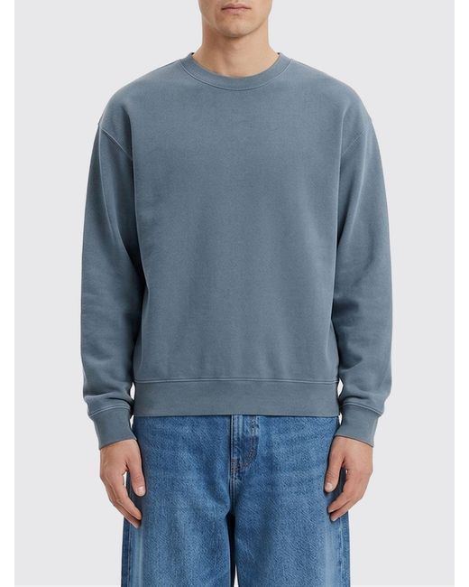 Golden Goose Deluxe Brand Blue Cotton Crew Neck Sweatshirt With Logo for men