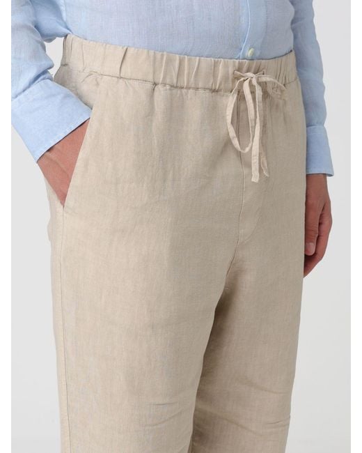 120% Lino Natural Linen Drawstring Trousers for men