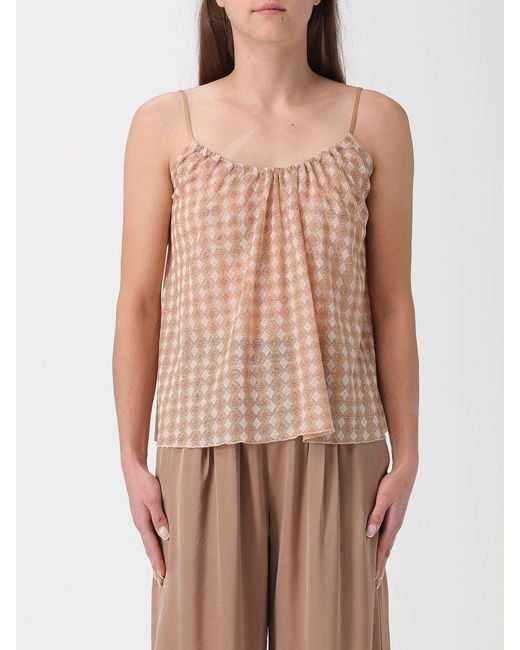 Forte_forte Brown Check Lurex Viscose Blend Top