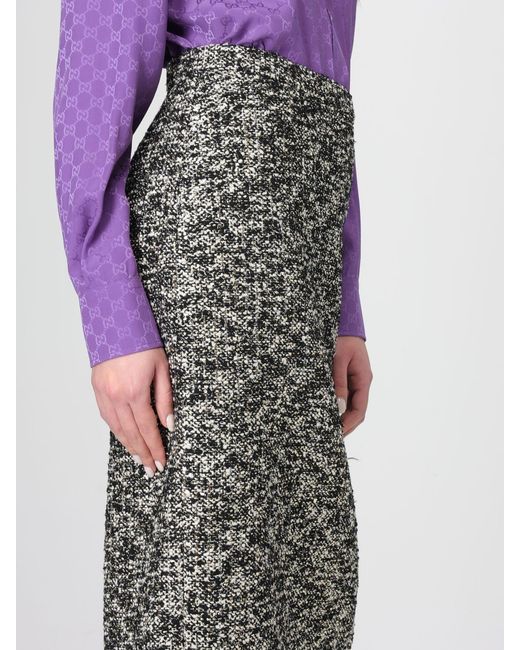Gucci Gray Tweed Midi Skirt