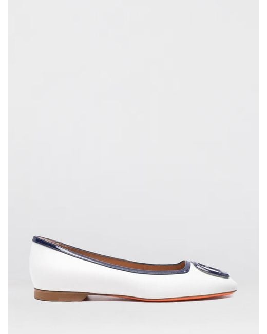 Santoni White Leather Ballerinas