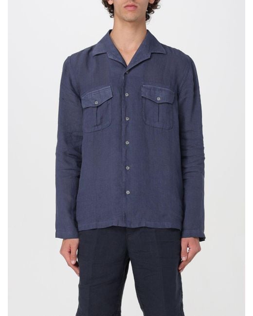 120% Lino Blue Shirt for men