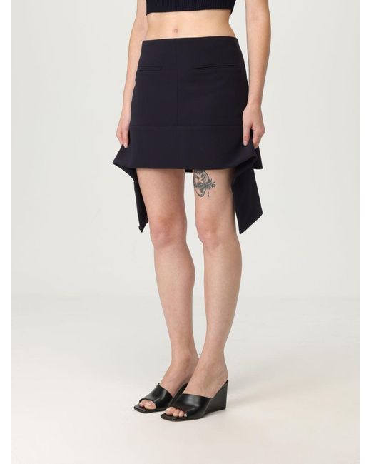 Courreges Blue Stylish Mini Skirt With Unique Tie Detail And Pocket Accent