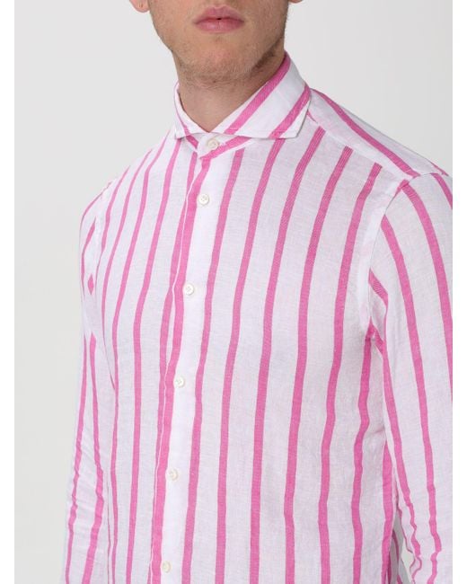 Camicia in lino a righe di Brian Dales in Pink da Uomo