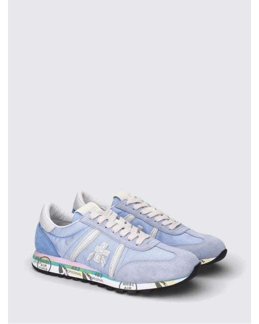 Premiata White Lucyd Logo-Patch Sneakers