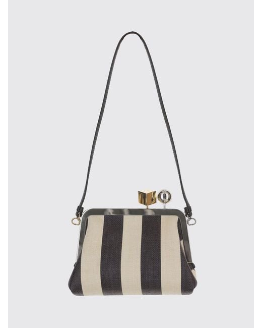 Jacquemus White Striped Raffia Berlingot Clutch