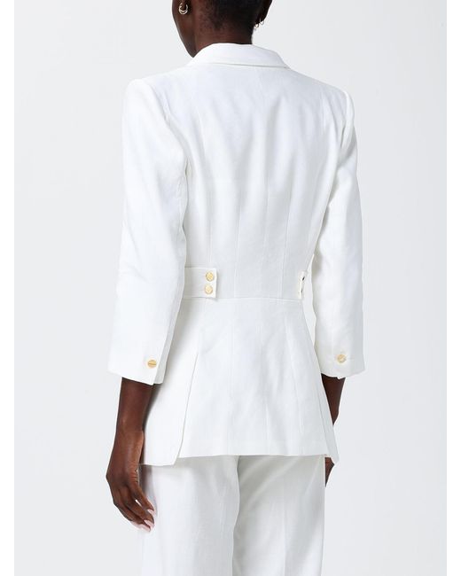 Elisabetta Franchi White Single-Breasted Blazer