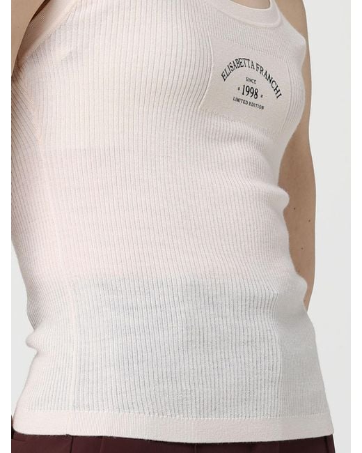 Elisabetta Franchi Red Wool Top With Logo