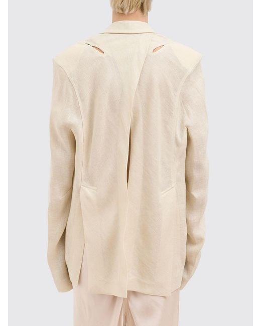 Yehuafan Natural Yehuanfan Cut-Out Cropped Cashmere Blazer With Shawl Collar