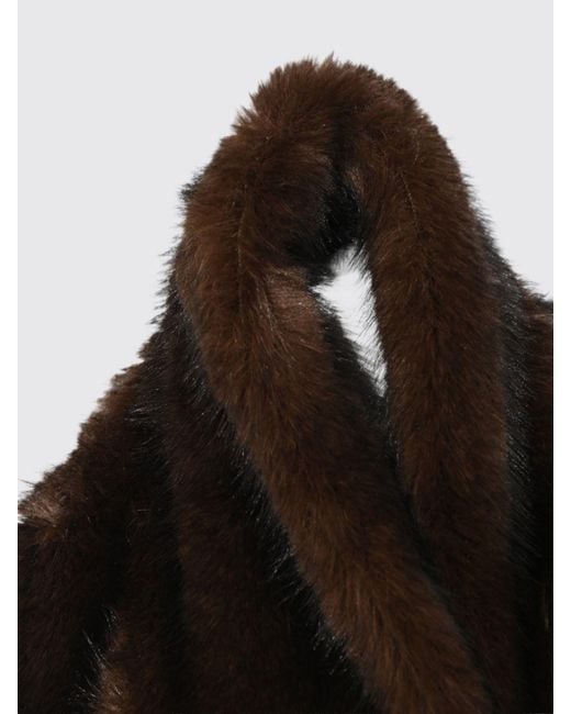 Liviana Conti Black Rectangular Faux Fur Scarf