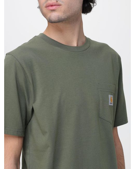 Carhartt Green Cotton Jersey T-Shirt With Logo for men