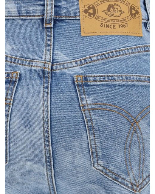 Fiorucci Blue Printed Denim Flared Jeans