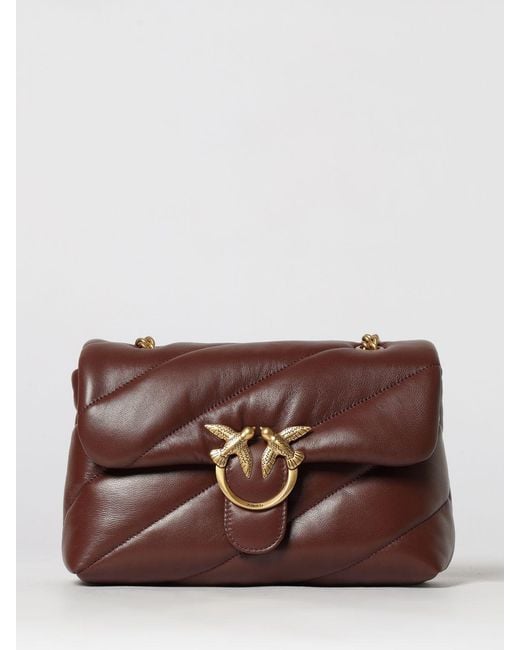 Pinko Brown Love Bag Puff Classic Matelassé Nappa Bag