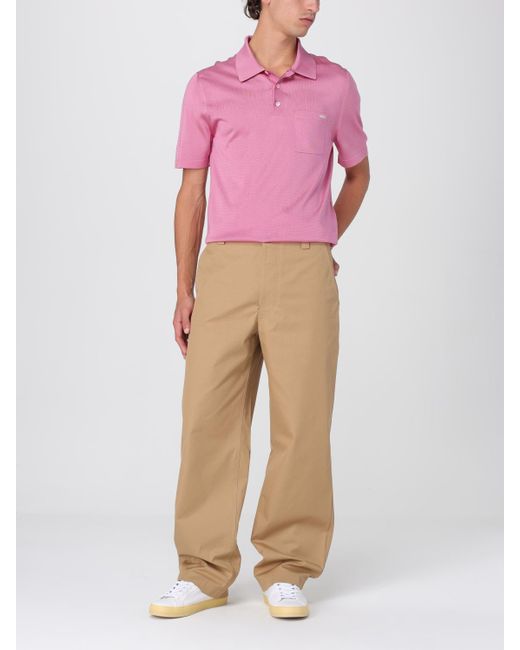 Gucci Poloshirt Aus Feinem Seidenstrick Mit Intarsie, Grösse in Pink für Herren