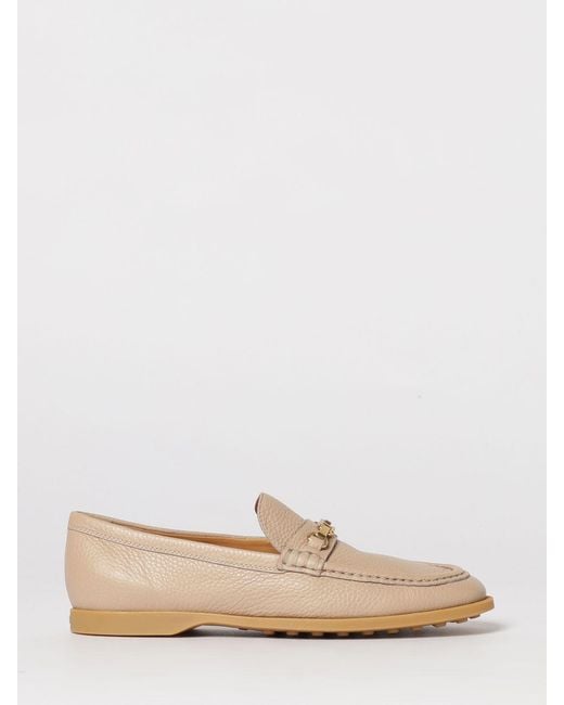 Tod's Natural Hammered Leather Loafers